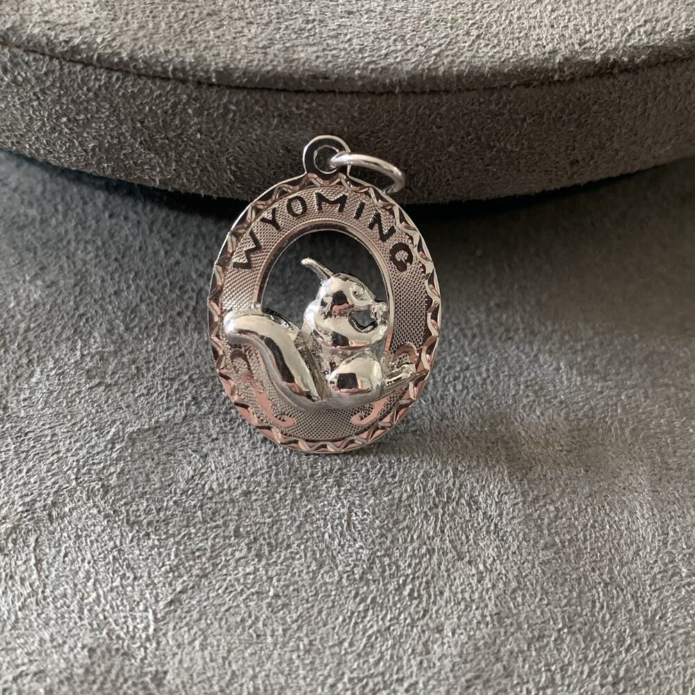 Vintage Sterling Silver Charm Pendant 3D Squirrel Wyoming Signed